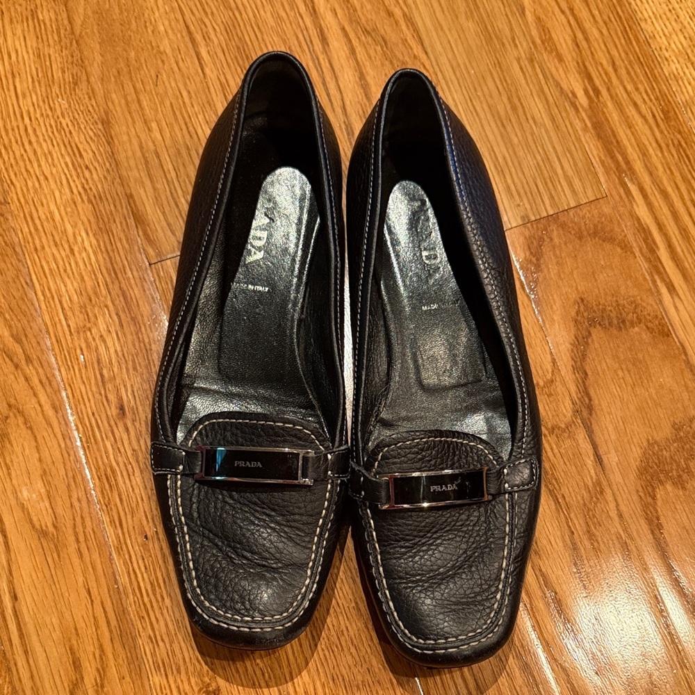 Prada Women's Classic Black Leather Loafers
